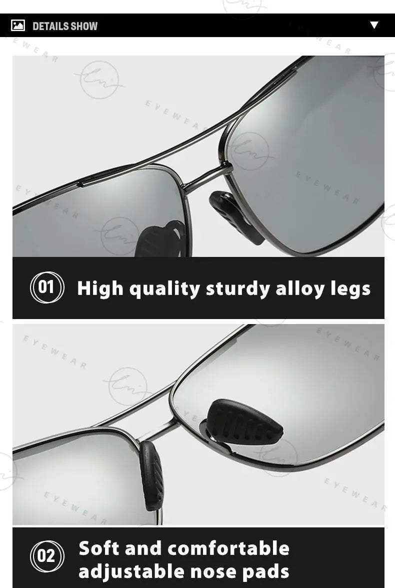 Classic Photochromic Sunglasses Polarized Man Day Night Vison Glasses Woman Chameleon Lens For Driving Goggles Male