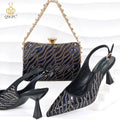 Fashion Shoes Matching Bag Set Decorated with Crystal Ladies Wedding Party