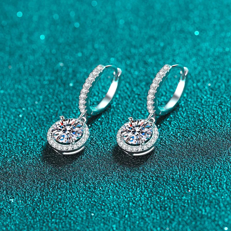 6.5mm 2cttw D Color Moissanite Earring 100% S925 Sterling Sliver Earrings for Women Wedding Engagement Fine Jewelry Gift