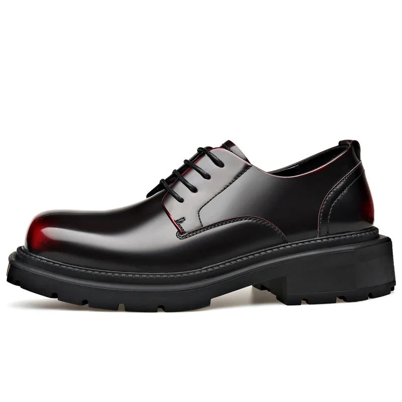 British Thick-soled Formal Leather Shoes Men Spring Autumn Lace Designer Platform Shoes Male Fashion Business Casual Shoe Man