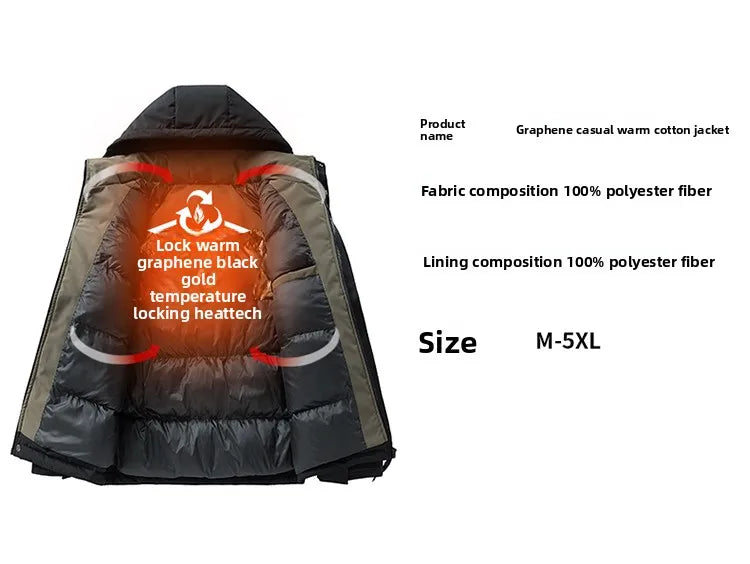 Thick Padded Waterproof Jacket Men Outdoor Softshell Zip Up Hooded Jacket Windbreaker Hiking Camping Coat Autumn Winter Overcoat