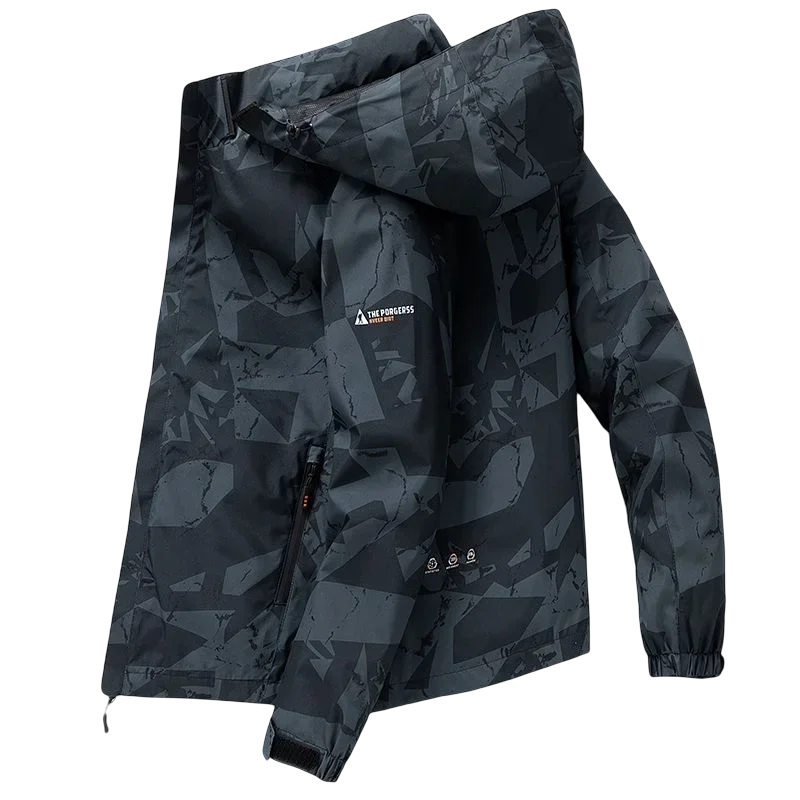 Spring Men's Windbreaker Korean Fashion Loose Waterproof Hooded Coat Outdoor Leisure Function Camping Camo Jacket Men's Workwear