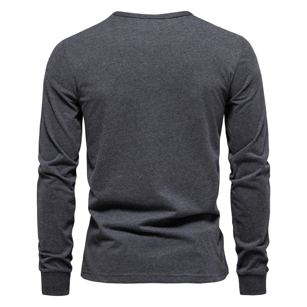 100% Cotton Long Sleeve Men's T-shirt Solid Color Letter Print Casual T shirts for Men New Spring Tops Tee Men Clothing