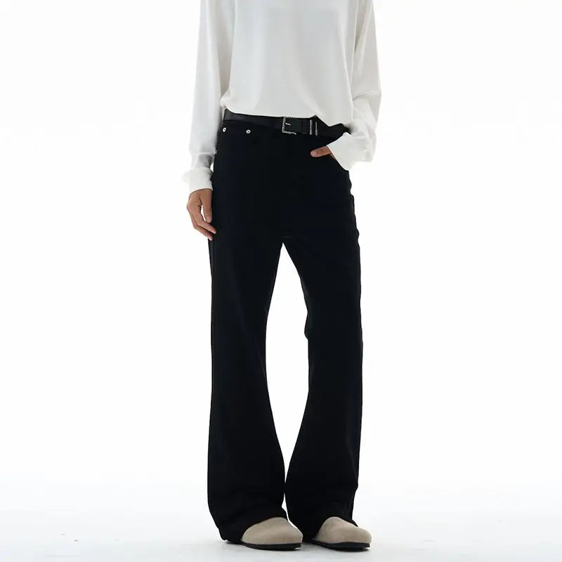 Fashion Men's Vintage Disco Flared Pants Solid Stretch Slim Fit Trousers Hippie Style Casual Wide Leg Pants Male Streetwear
