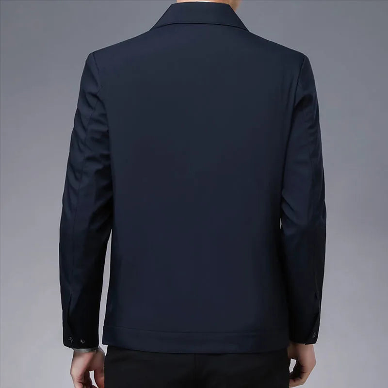 Spring Autumn Men's Jacket Thin Casual Business Jacket Men Office Dress Coat Man Social Jackets for Men Outerwear Black M-XXXL