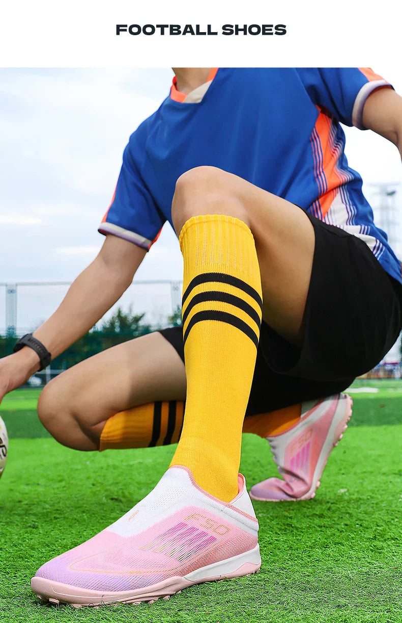 New Men Soccer Shoes Match Training Boys Breathable Adult Cleats Outdoor Sport Football Boots Non Slip Long Spikes Comfortable