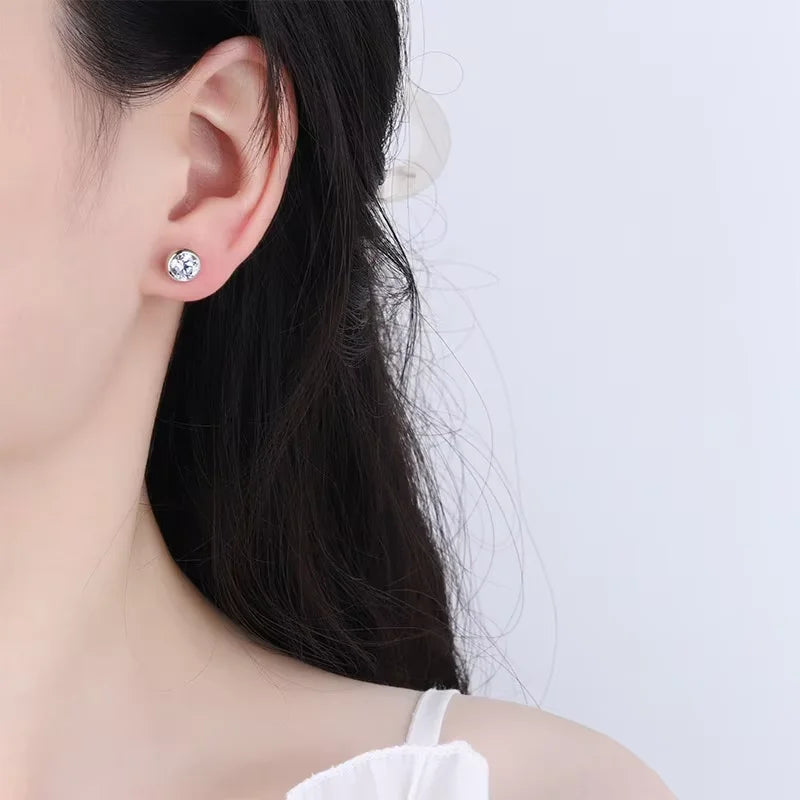 2 in 1 Round Bubble Full D Color Moissanite Stud Earrings for Women 925 Silver All Diamond Earring Pierced Ear Fine Jewelry