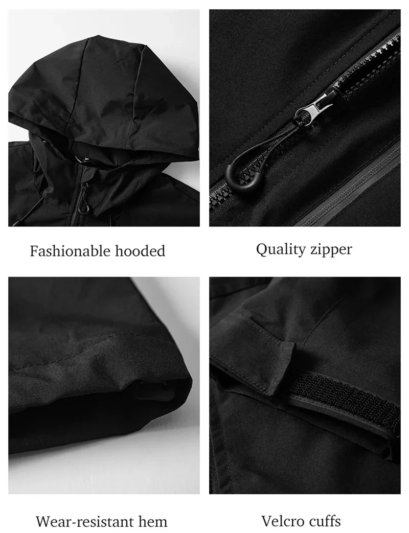 Men's Outdoor Jacket Waterproof Windbreaker Sports Climbing Trekking Multiple Pockets Skiing Softshell Zipper Hooded Jackets