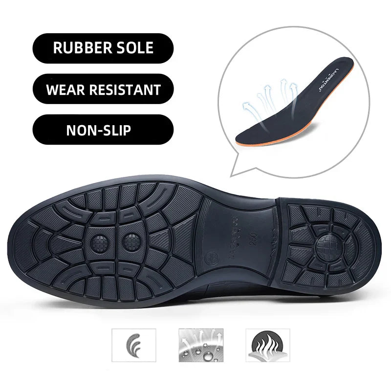 LAORENTOU men's bean shoes, genuine leather hollow out breathable business casual dad leather sandals, soft soled loafers10790DW