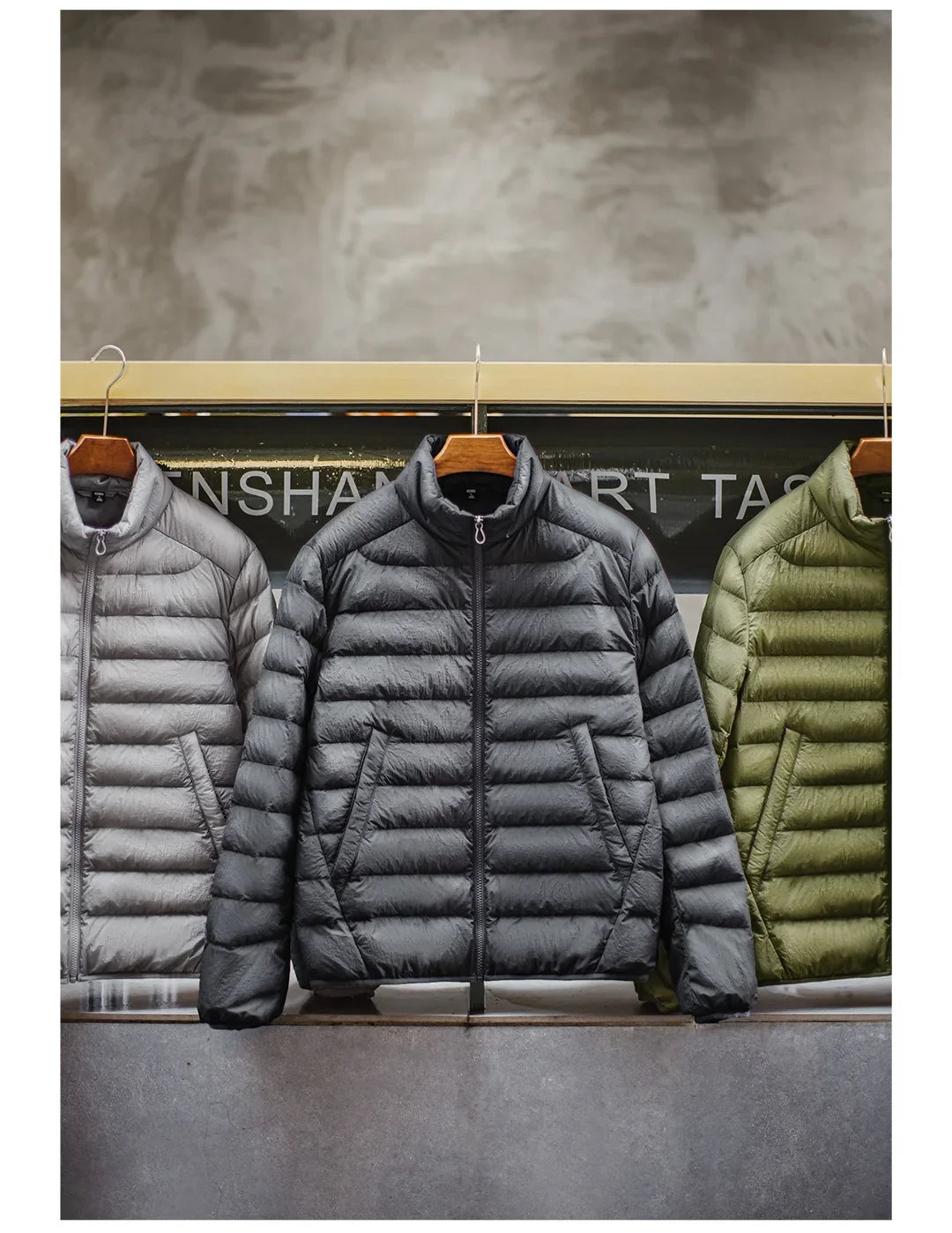 Winter Men's Stand-up Collar Down Jacket Lightweight Hydrophobic White Duck Down Filling Coat Warm Inner Layer for Fall