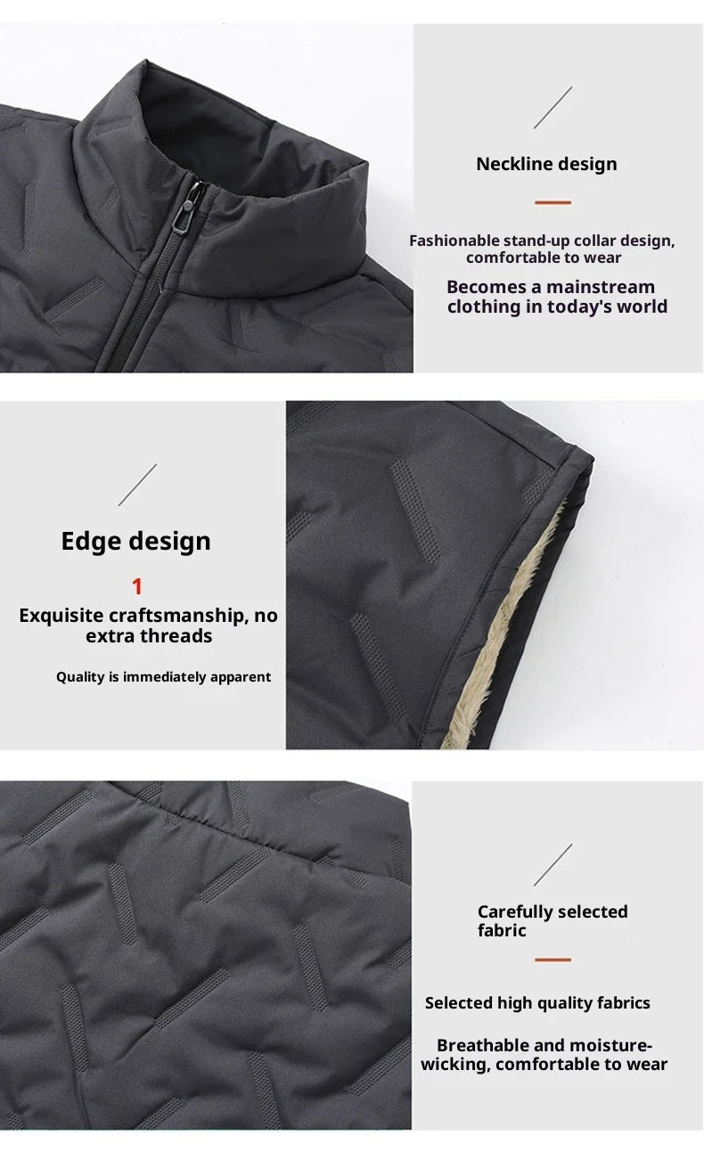 Unisex Large Size Lamb Velvet Fleece Lined Thickened Warm Vest Casual Fashion Collar Jacket M-7XL Couple Style Topwear