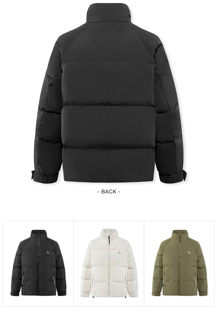 Down Jacket Men 2024 Winter New Outdoor Texture Printed Coat Loose Raglan Sleeve Stand-Up Collar Trendy Down Jacket