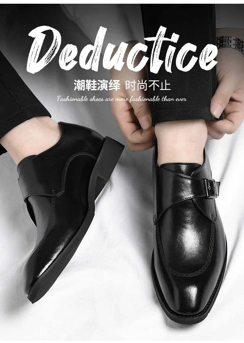 Buckle Designer Big Size Dress Shoes for Men Spring Autumn Solid Color Cow Leather Shoes Male Fashion Business Casual Shoe Man