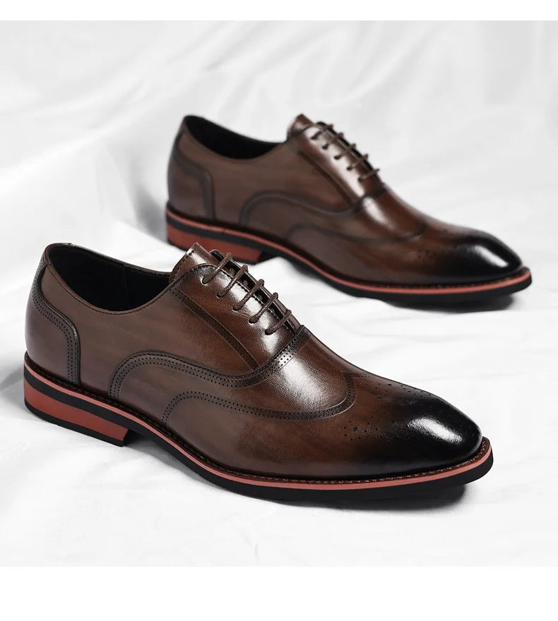 Solid Color New Dress Shoes for Men Lace Designer Fashion Wedding Derby Shoes Male Spring Autumn Business Casual Shoe Man
