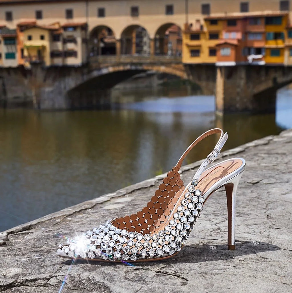 Diamond high heels for women in2025with a single button back strap,sexy wedding shoes for brides,slim heels,pointed toe sandals