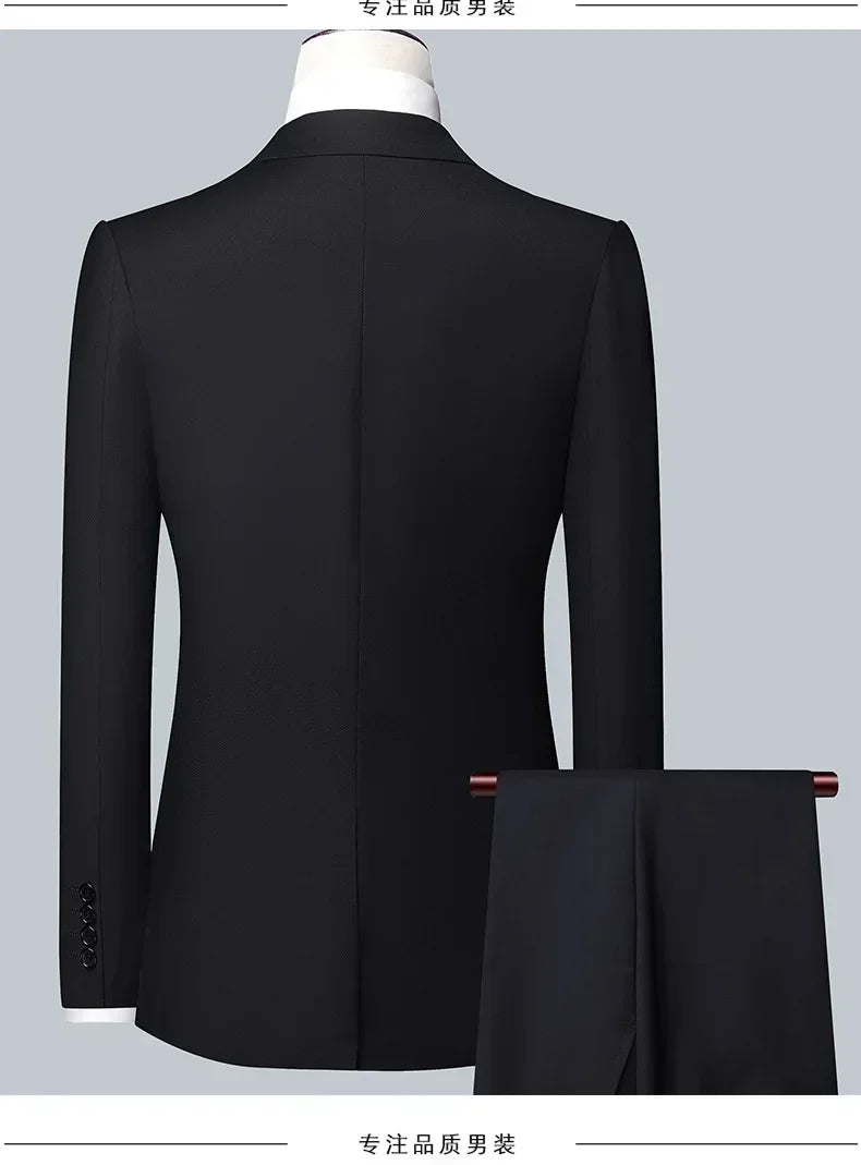 Suit  Outdoor Gentleman Solid-color Men's Fashionable Formal Business Wedding Hosting Banquets Casual and Fitted Gentle Suit