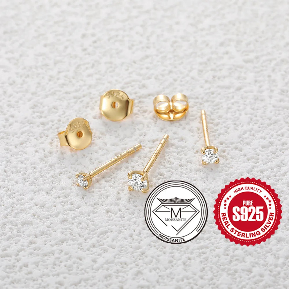 0.5-1.2 Carat D Color Moissanite Ear Stud Earrings For Women 925 Sterling Silver Sparkling Piercing Earring Fine Jewelry