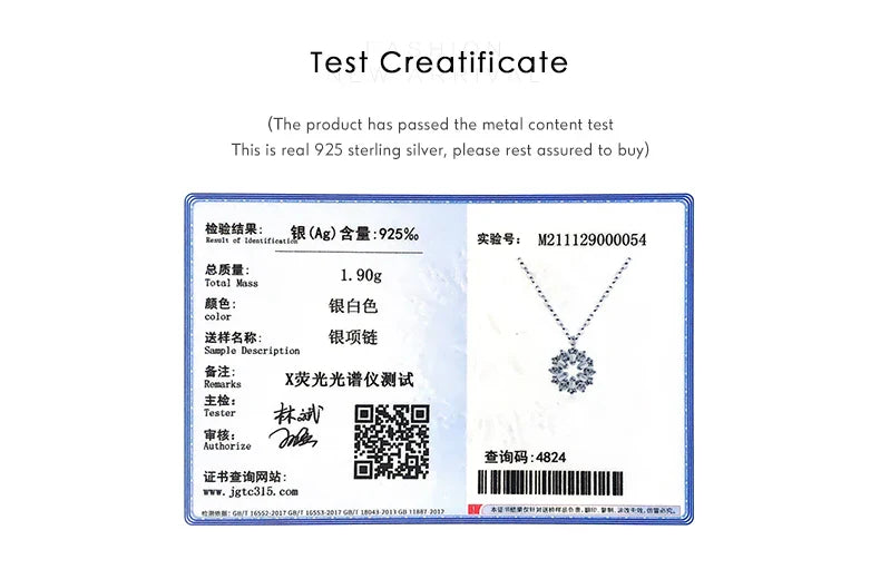 Real 925 Sterling Silver Lucky Snowflake Pendant Necklace for Women Fine Jewelry 2021 New Bijoux Girl Christmas Gifts
