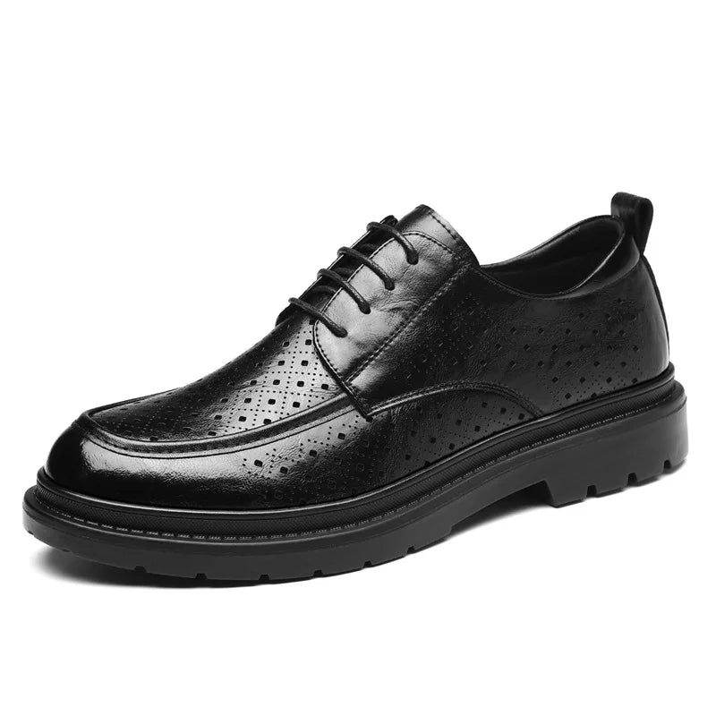 British Style Business Derby Shoes for Men Spring Summer Breathable Dress Shoes Male Fashion Casual Leather Wedding Shoe Man