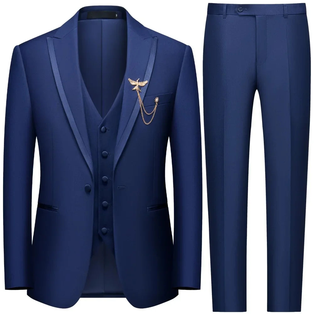 Men's black 3-piece slim fit casual Suits