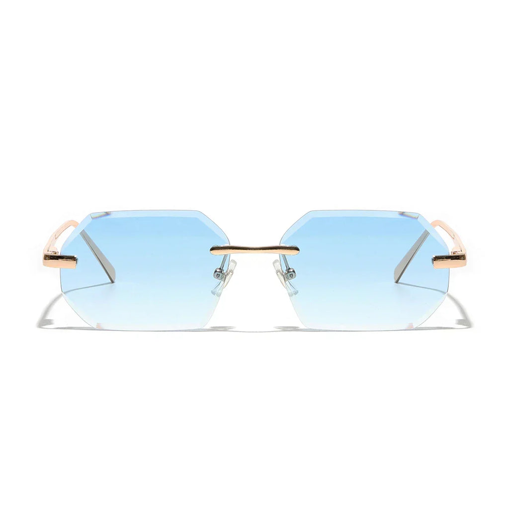 Sunglasses Men Brand Designer Fashion Rimless Sun Glasses Shades Diamond Cut Lens Ladies Frameless Metal Eye glasses
