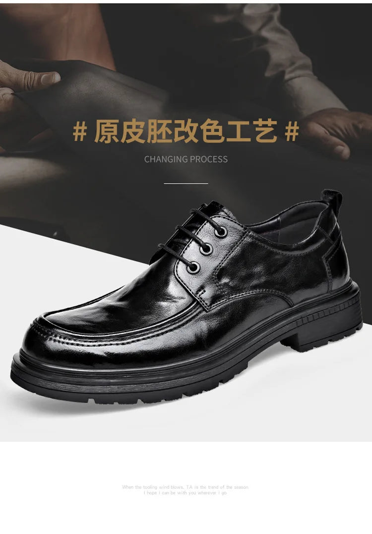 Business Formal Black Lace-up Style Leather Shoes for Men Spring Autumn New Designer Dress Shoes Male British Style Wedding Shoe