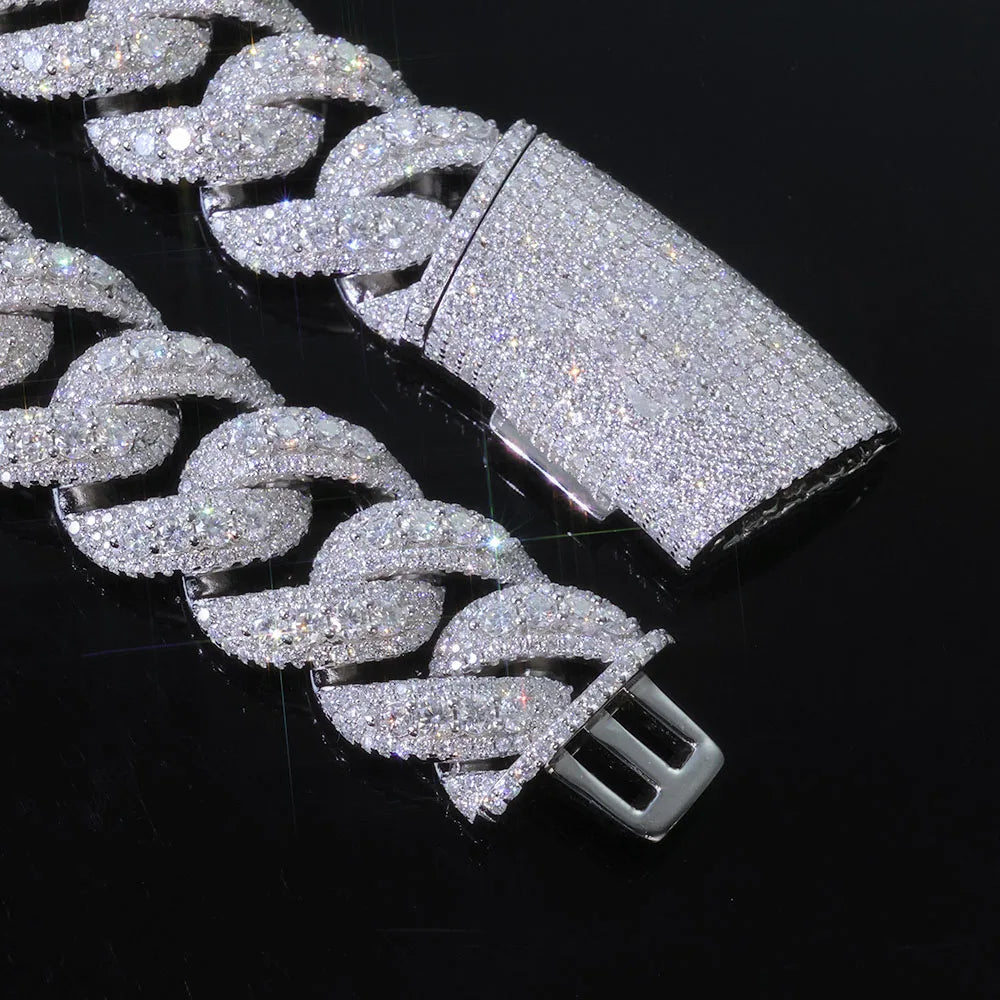 Fashion Custom 22mm Wide Rose Gold Necklace Hip-Hop Style Copper Zircon Iced Heavy Miami Jewelry Necklace For Men And Women