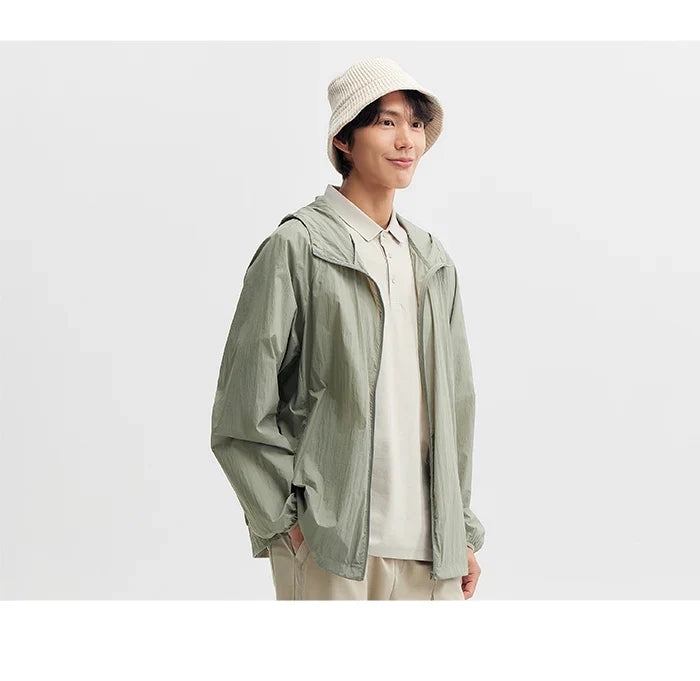 Jacket Men 2024 Summer New Coat Simple Solid Color Hooded Couple Wear Rotator Sleeve Light Sun Protective Clothing