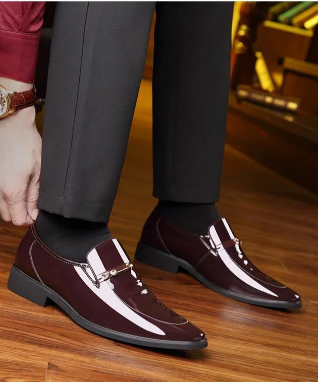 Patent Leather Men's Formal Shoes Casual Business Social Shoe Male Bright Upper Spring Autumn Cheap Clearance Not 2025 Style New