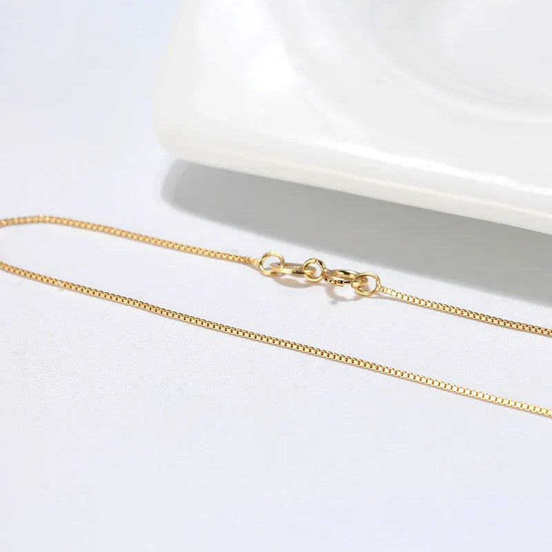 100% Genuine 925 Sterling Silver 0.6mm Box Chain Necklace Thin Chain Basic Punk 40-60cm Minimalist Jewelry SC07