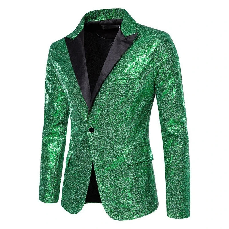 European and American Hosting Performance Dress High End Men's Gold Sequin Suit Korean Version Slim Fit Studio Suit Jacket