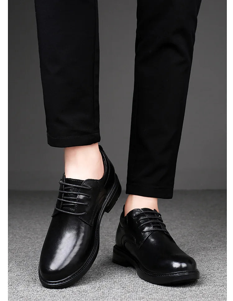 Leather Casual Elevator Shoes for Men 10cm Invisible Height Increase Casual Sneakers Business Formal Shoes