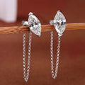 0.5/1carat Marquise Cut Moissanite Chain Earrings for Women Pear Cut Solitaire Lab Diamond Stud/Drop Earring 925 Silver with GRA