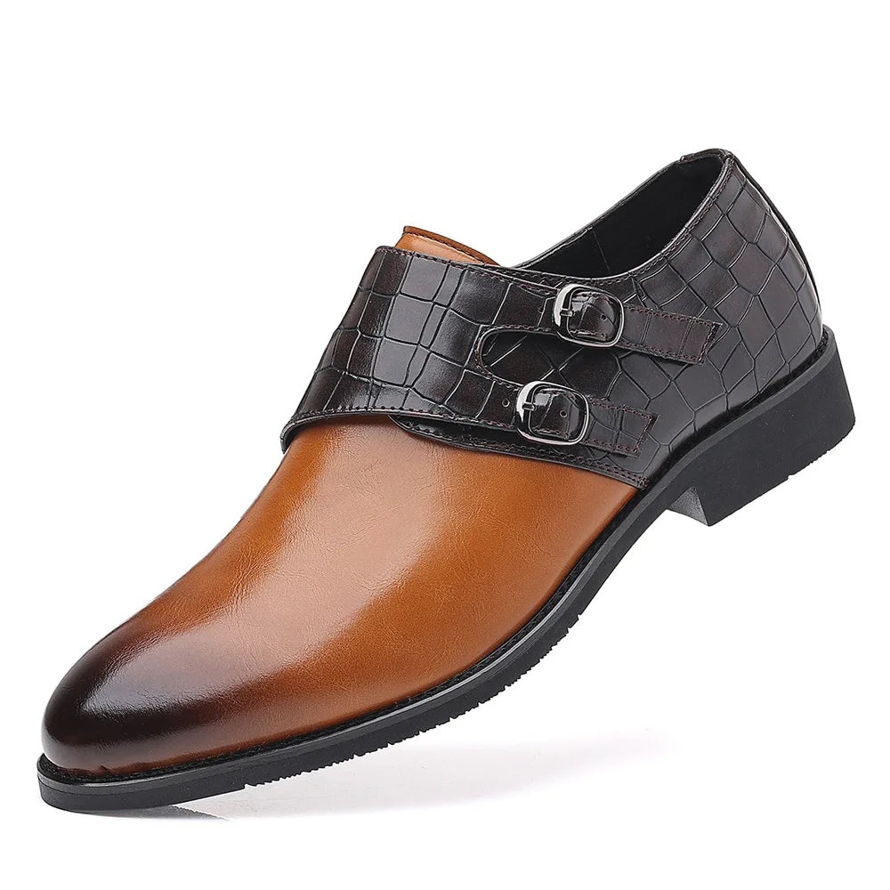 Big Size Solid Color Wedding Shoes for Men Solid Color Buckle Designer Leather Shoes Man Spring Autumn Fashion Dress Shoes Man
