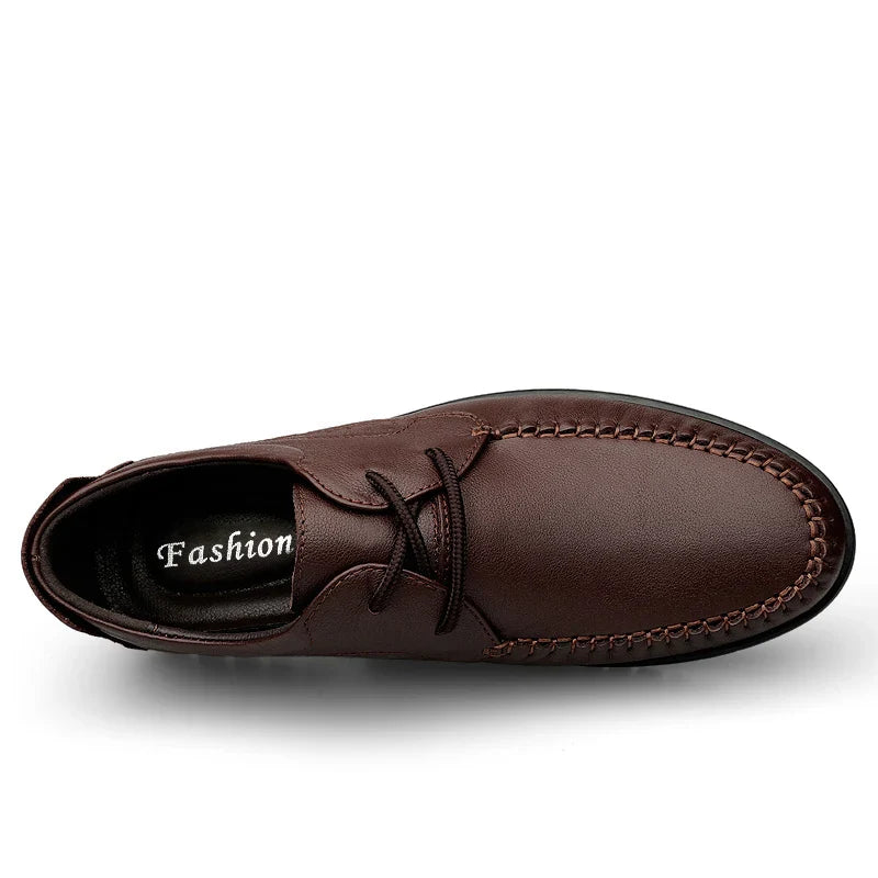 Italian Brand Men's Genuine Leather Casual Shoes Handmade Soles Loafers Lace Up Breathable That's Oxford Shoes for Summer