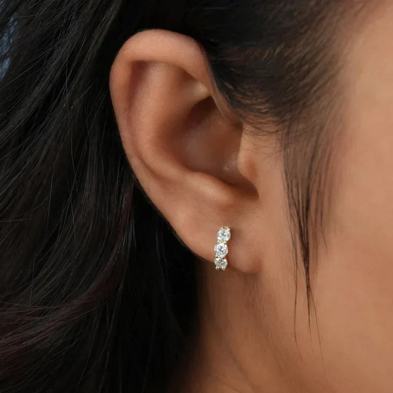 925 Sterling Silver D/VVS1 Moissanite Hoop Earrings for Women 0.9cttw Diamond Round Earrings Classic Wedding Party Gift