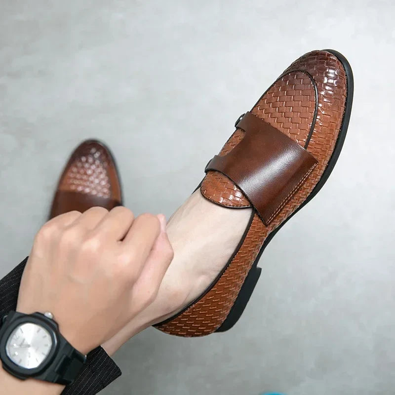 Men’s Breathable Leather Loafers – Casual Slip-On Shoes for Adults