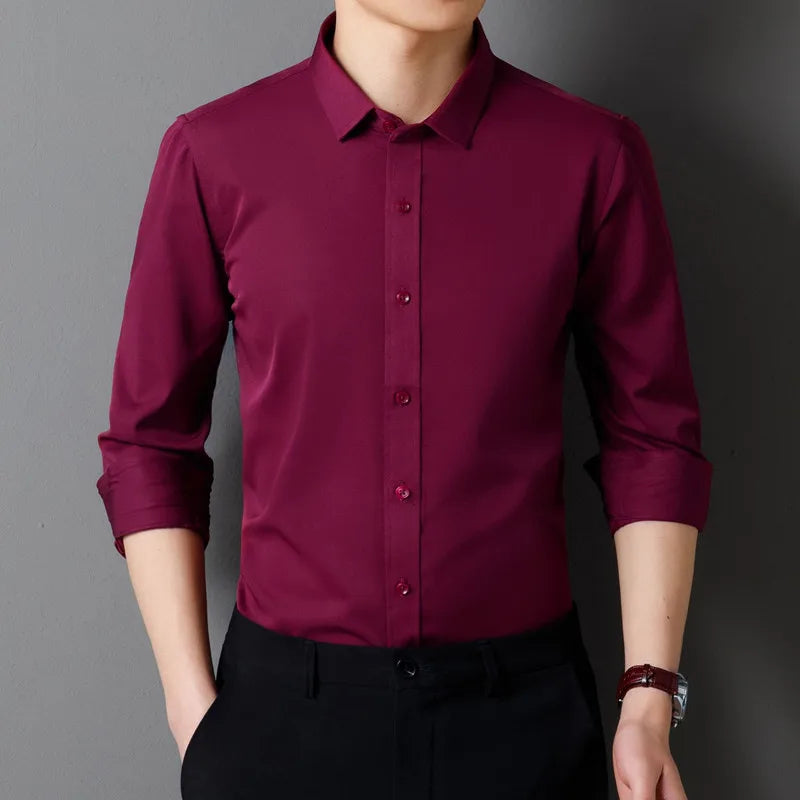 Men's Long Sleeved Shirt Classic Solid Color Soft Comfortable