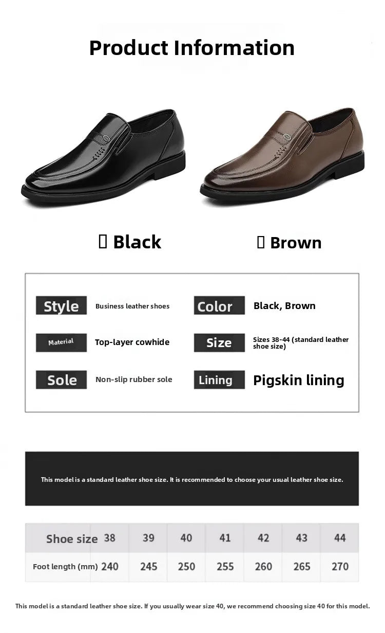 Men's Business Casual Leather Shoes round Toe Low Top Breathable Anti-Slip Rubber Outsole Comfortable Commuting Shoes