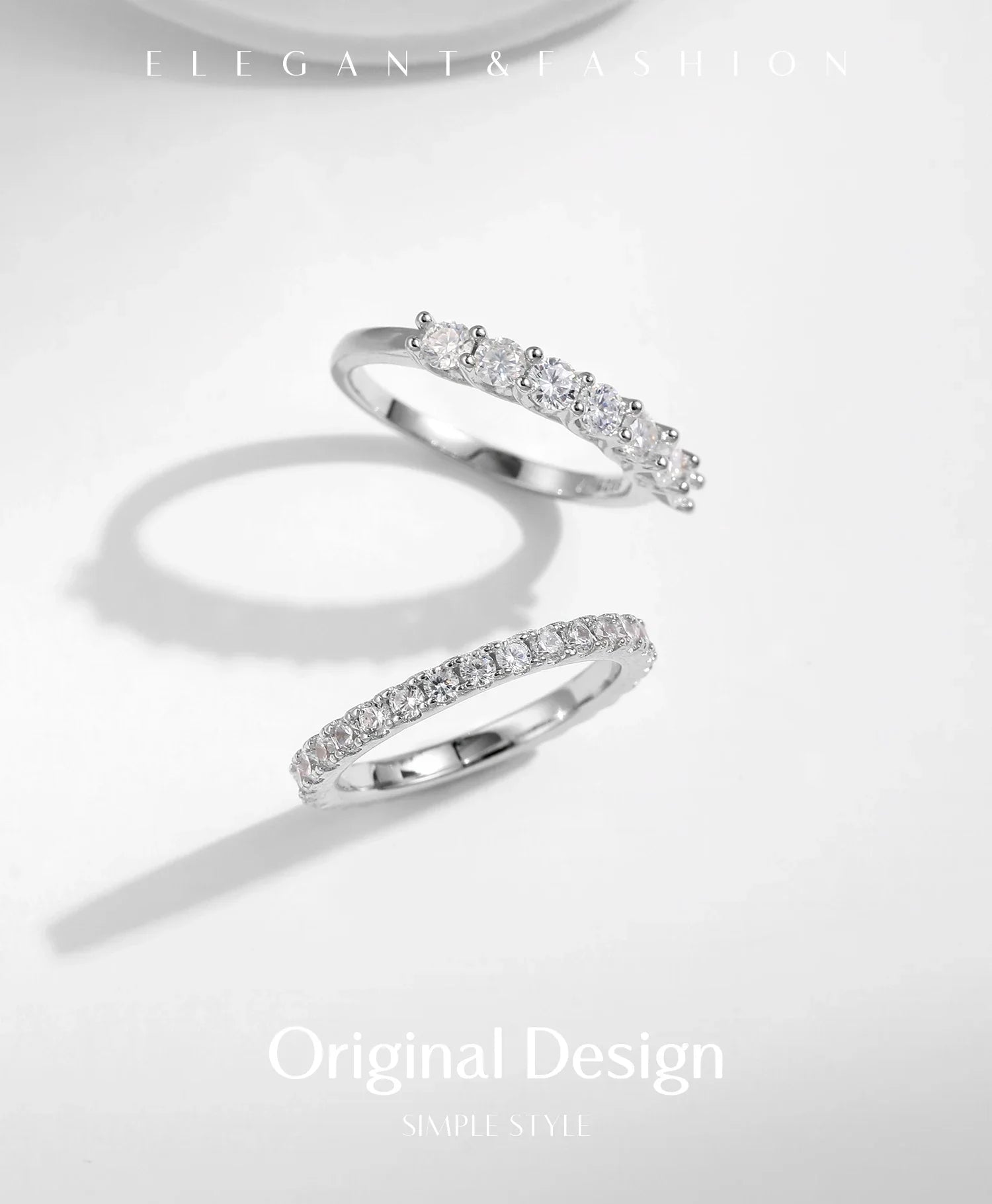 Moissanite Wedding Band 925 Sterling Silver Ring Platinum Plated Lab Diamond Stackable Crown Jewelry For Women Gifts