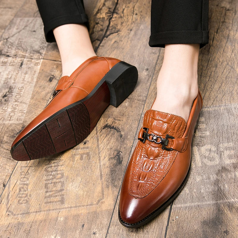New Dress Leather Lofers Men Classic Casual Business Shoes For Men Social Party Leather Shoes Slip On Wedding Office Shoes Male