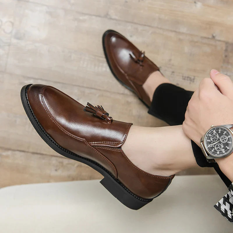 Luxury Designer Mens Business Formal Leather Dress Black Brand Casual Shoes Wedding for Men Office Luxury Flats Footwear Loafers