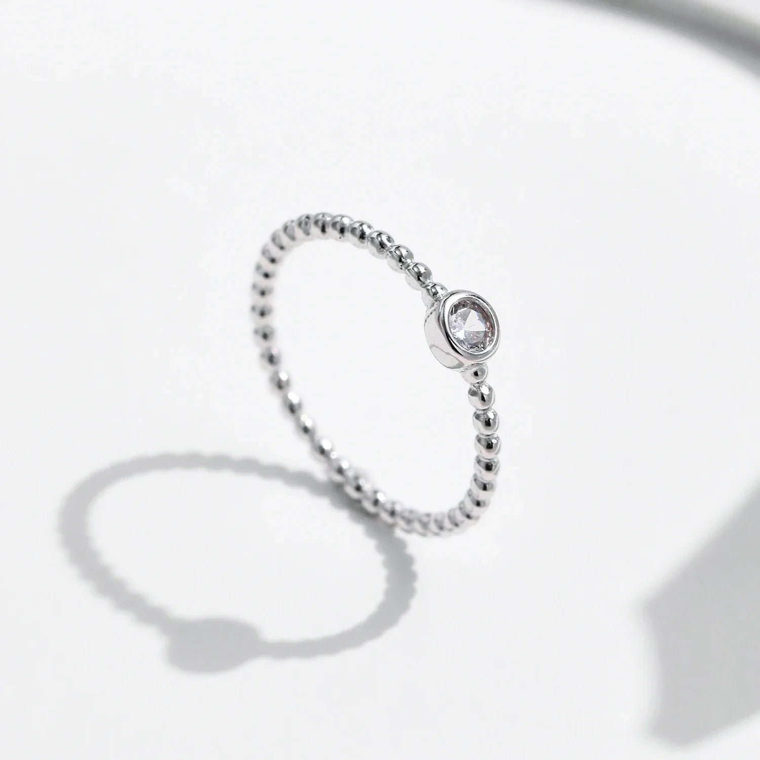 Bezel Setting Moissanite Ring 925 Sterling Silver Beads Trendy Stackable Finger Rings For Women Lab Diamond Jewelry