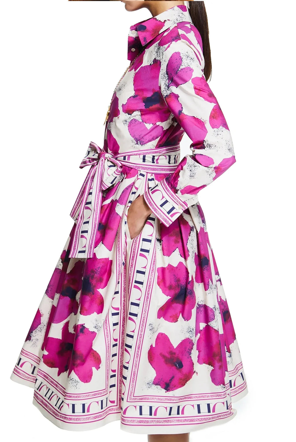 Women's Dress New Long sleeved Shirt Long Skirt Flower Print Party Dress