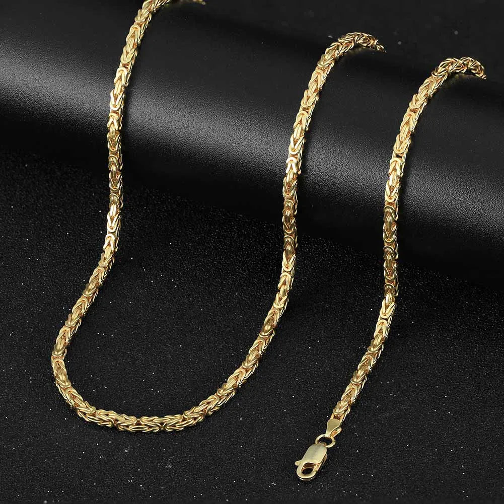 100% 925 Sterling Silver 2.5mm Flat Byzantine Link Chain Necklace for Women Italian Dainty Silver Jewelry SC79