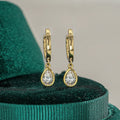 18K Plated D Vvs1 0.5CT Pear Cut Moissanite Hoop Earrings for Women Simple Wedding Jewelry Real S925 Pure Silver Gifts