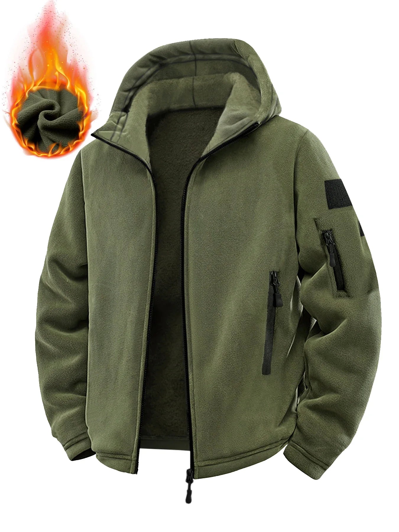 Men's Tactical Jacket Autumn Winter Thickened Warm Hooded Jackets Coats Outdoors Sports Full Zip Up Hoodies Hiking Outwear