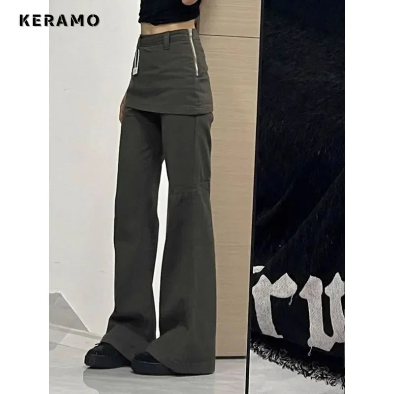 High Waist Flared Jeans Retro Y2K Hight Street Pants