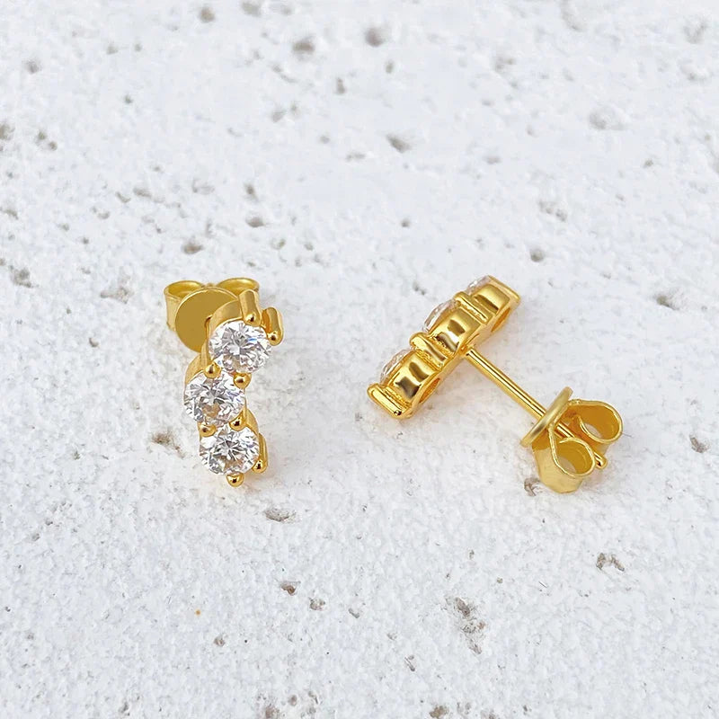 D 3.5mm Moissanite Stud Earrings Lab Diamond 925 Sterling Silver Gold Plated Gemstone Wedding Earring Jewelry Certified