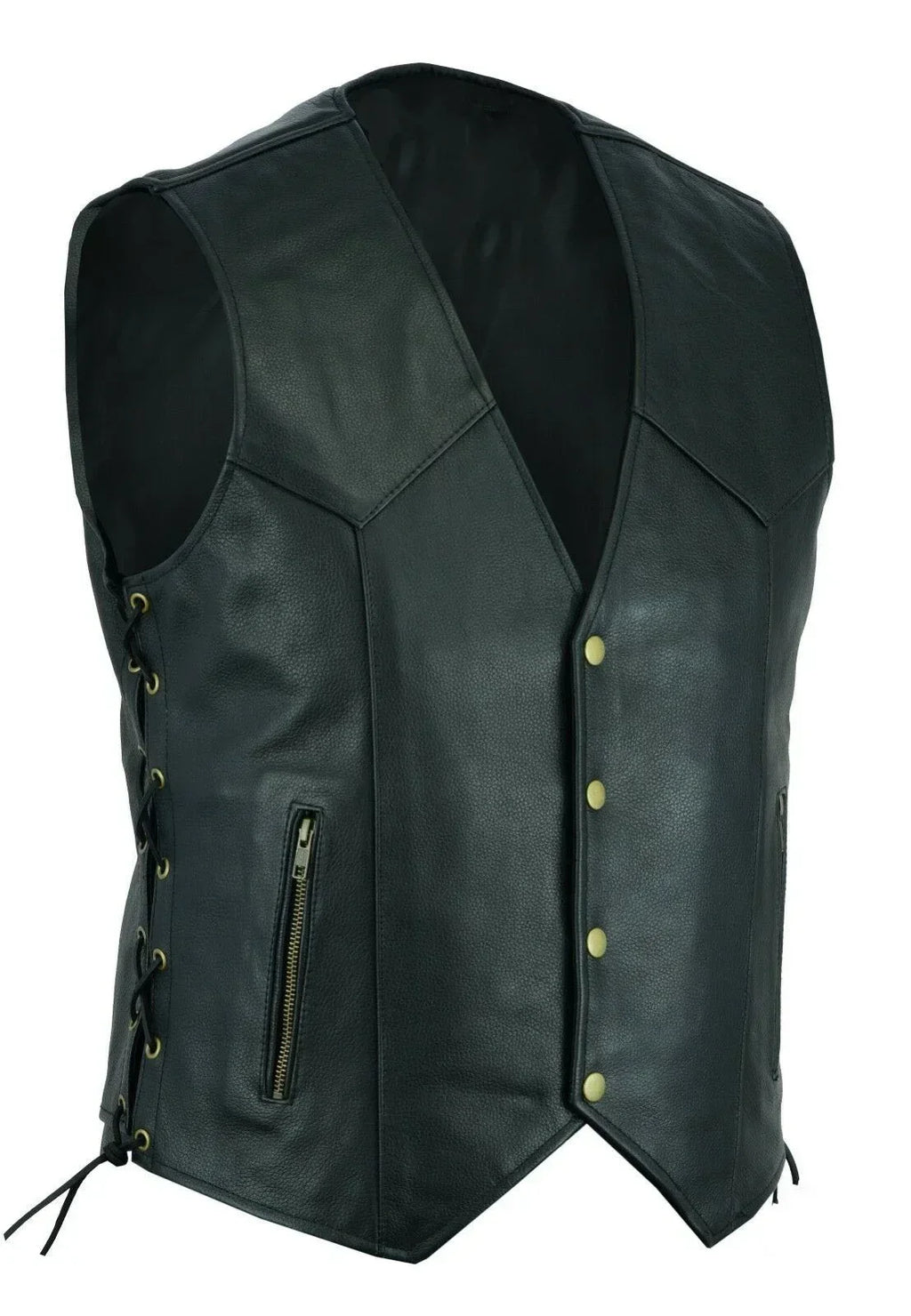 Vest Leather Punk Fashion Casual Coat Motorcycle Vest Men Solid Vest Fleet